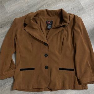 RK Collared Blazer Women’s Brown Suede-Like